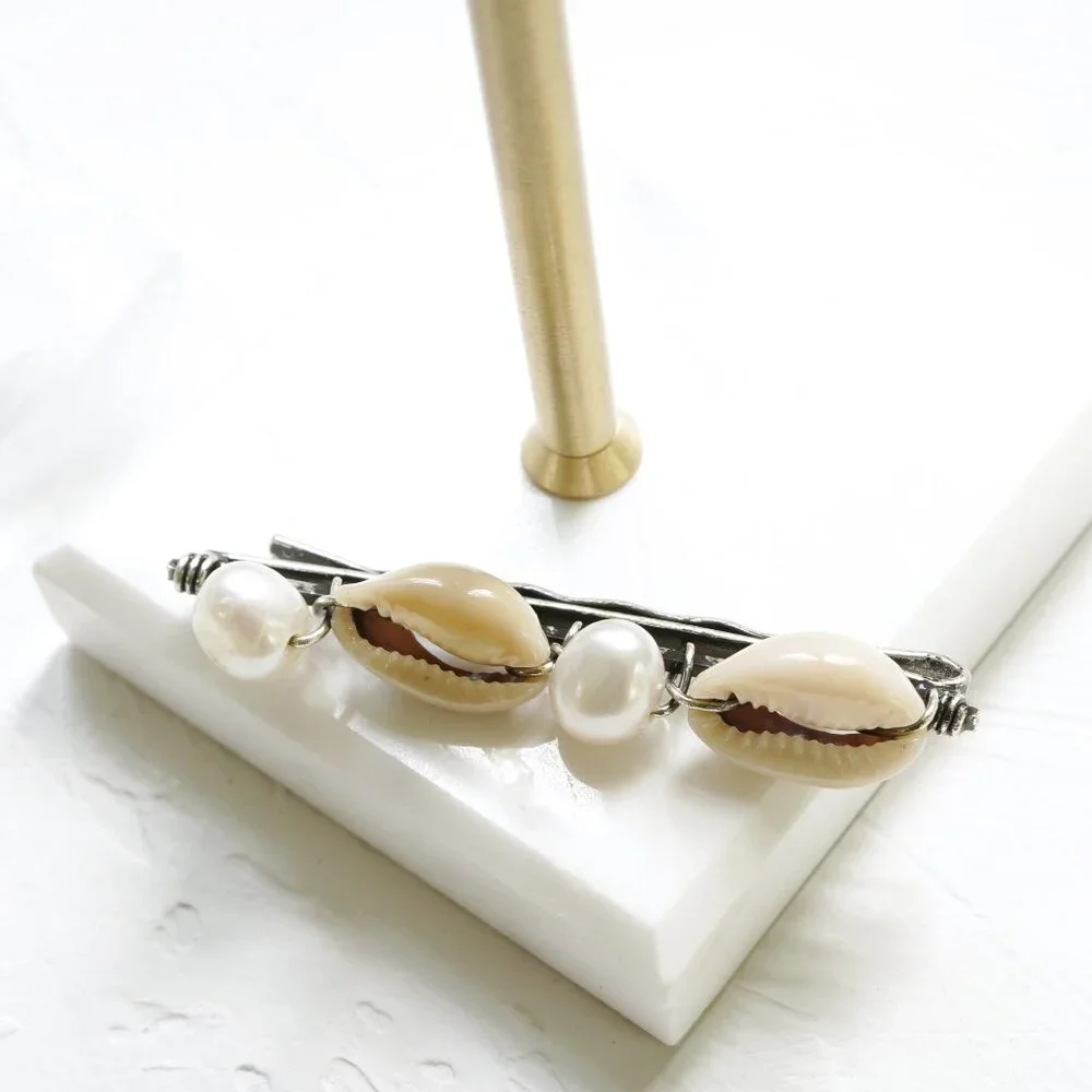 DANNIJO Candra Cowrie Shells Pearls Hair Clip